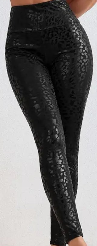 Black Metallic Leopard Leggings
