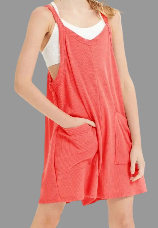 Girl's Coral Coverall romper/Onesie