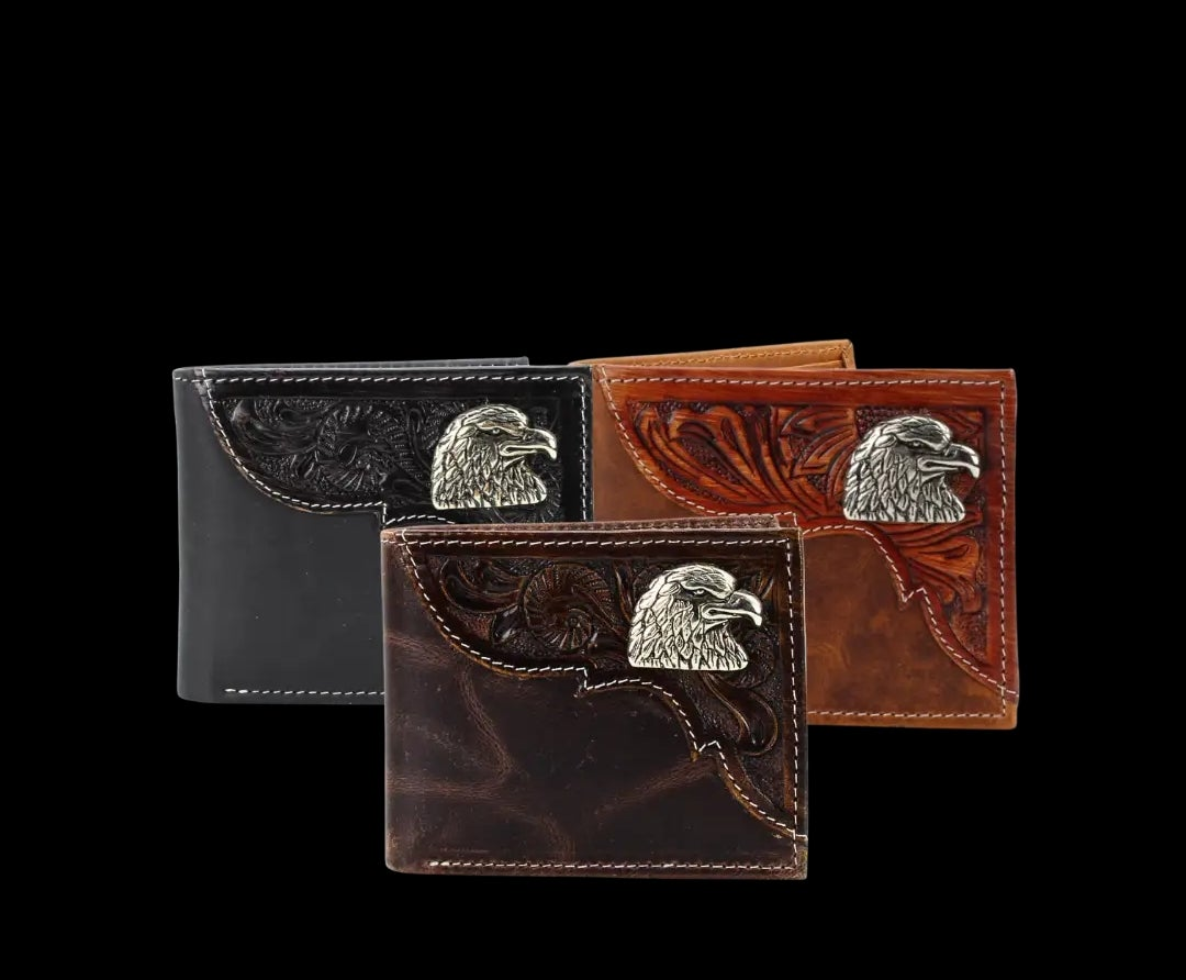 Oil Pull Up Bi-Fold Wallet Eagle Concho