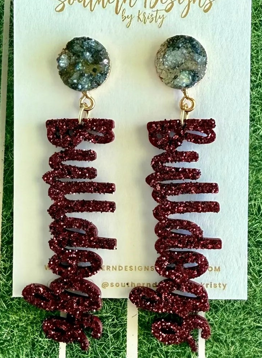 Bulldogs Glitter Statement Earrings