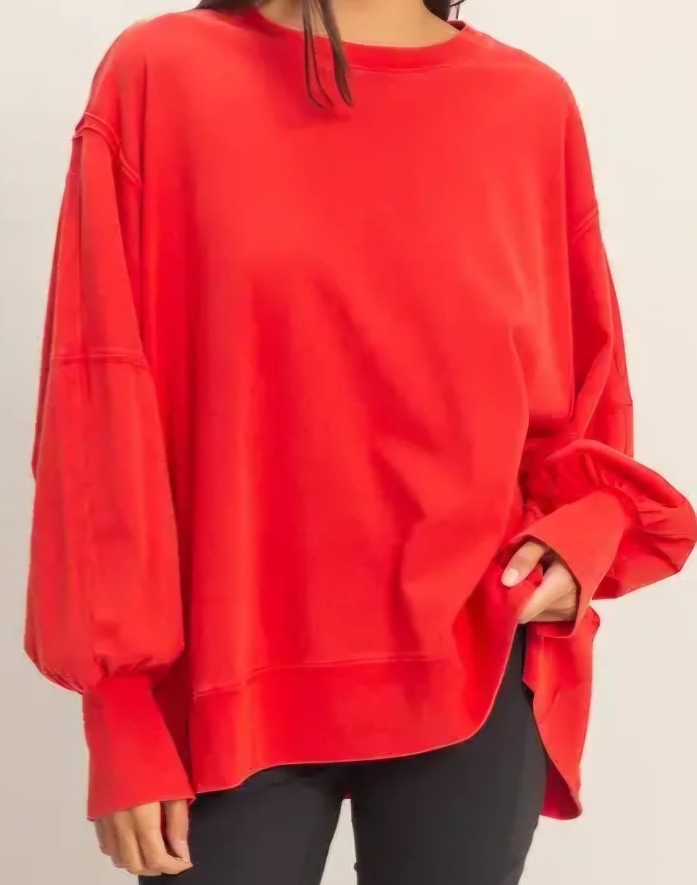 Oversized Seam Detail Long Sleeve Top