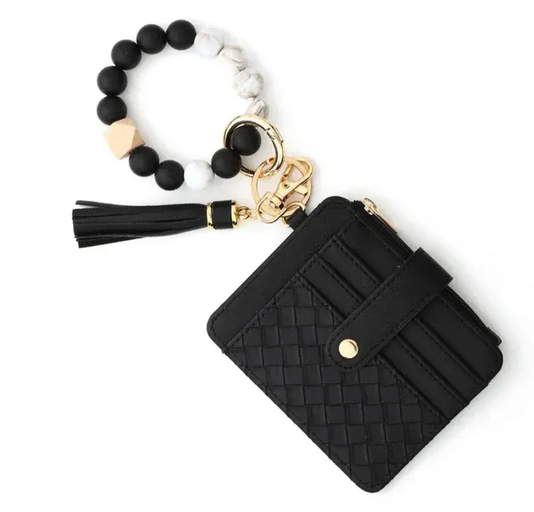 Nina Quilted Beaded Keychain Bracelet Wallet