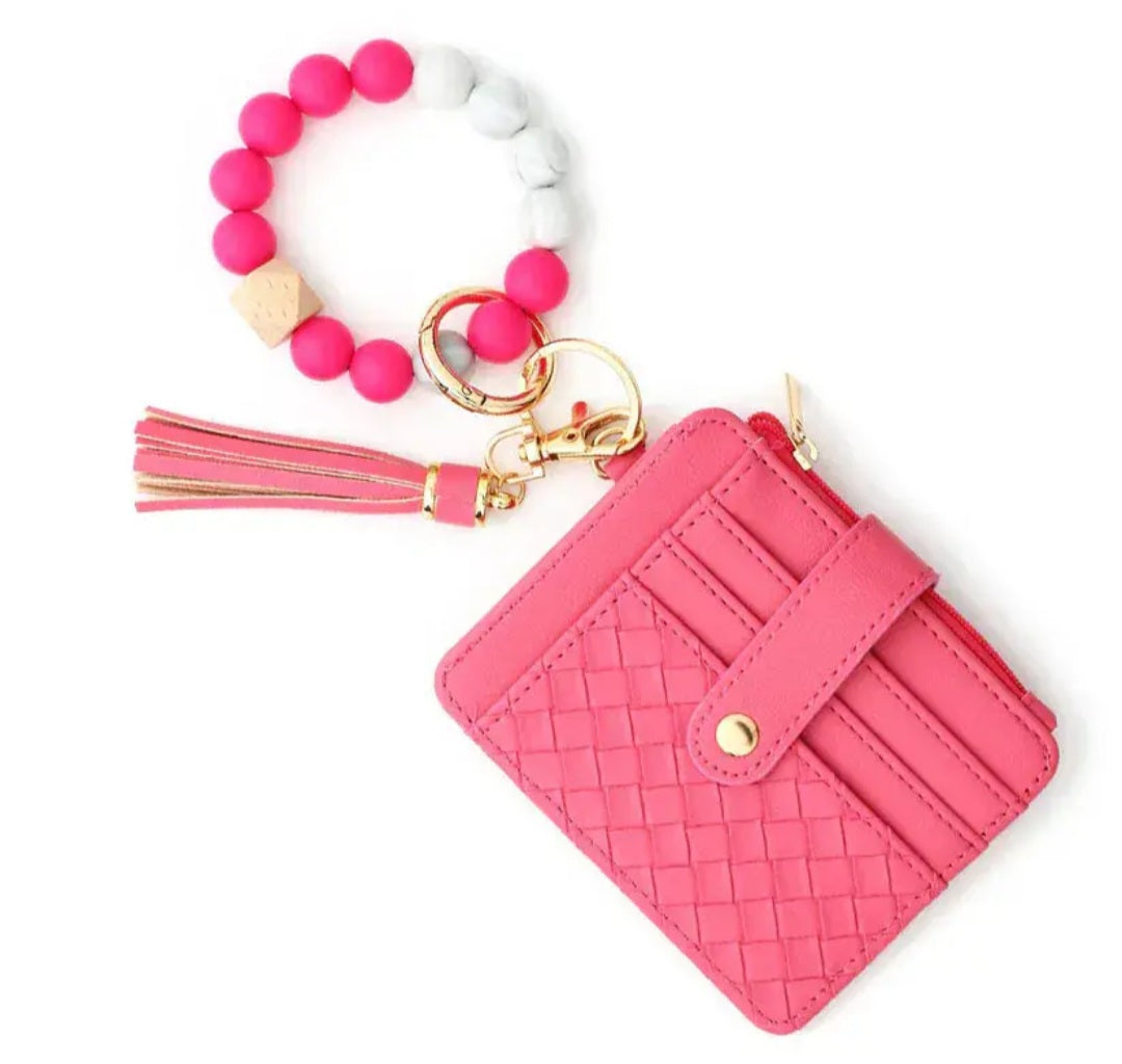 Nina Quilted Beaded Keychain Bracelet Wallet