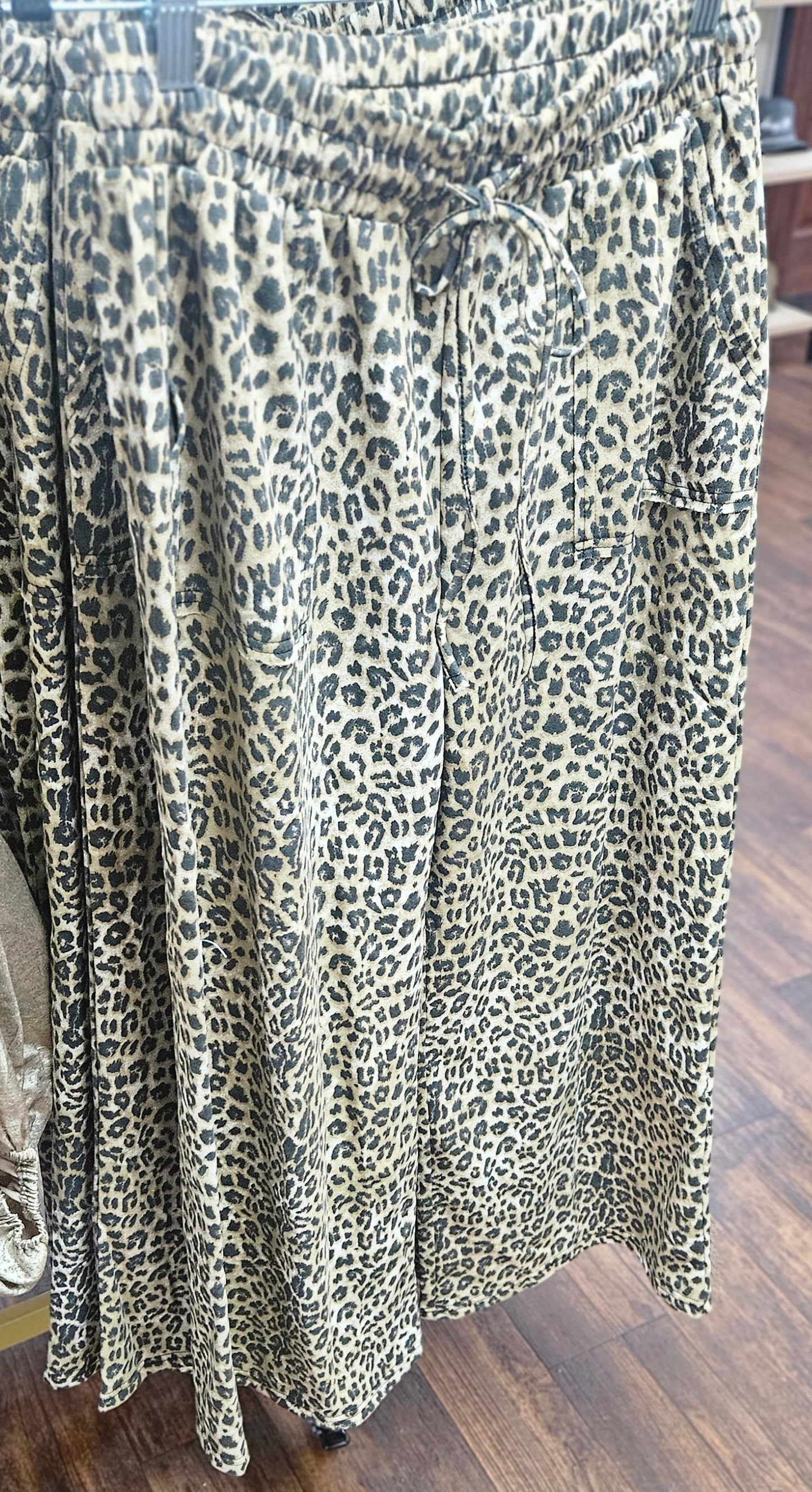 Leopard Wide Leg Terry Pants