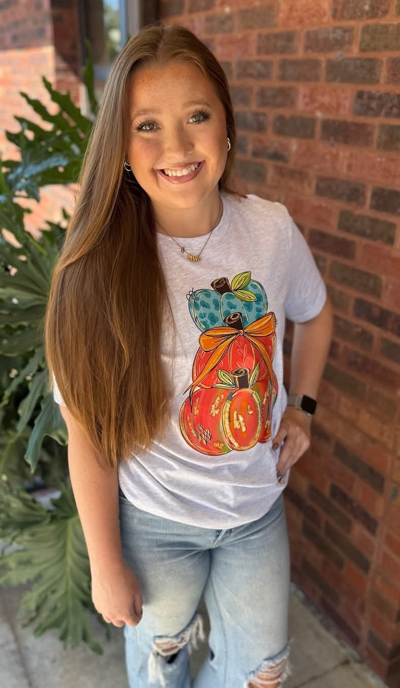 Pumpkin Stacked Tee