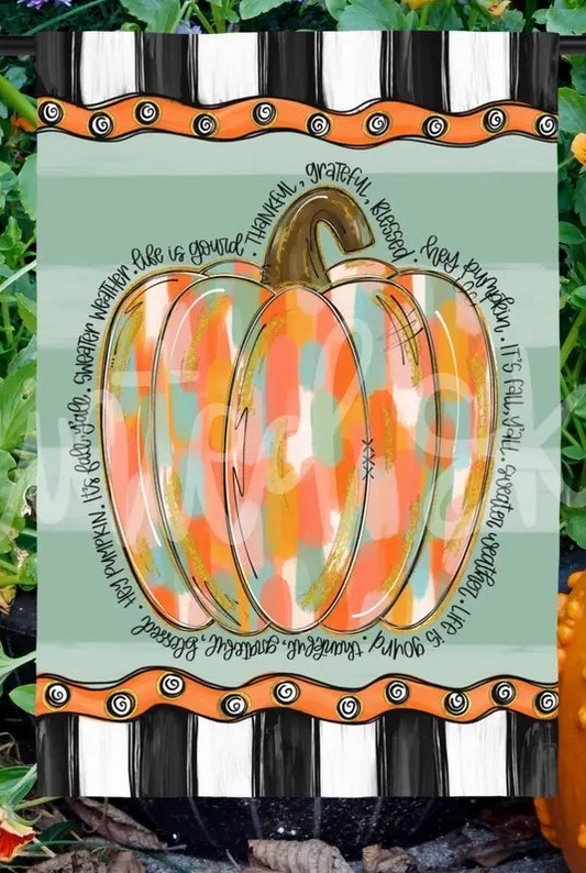 Painted Pumpkin Fall Halloween Garden Flag