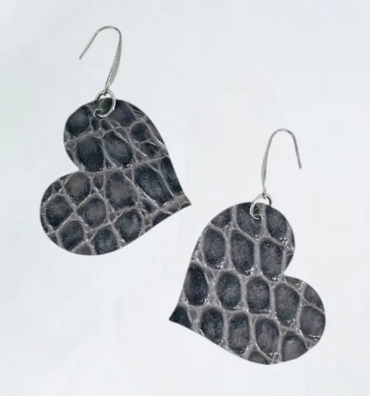Heart Shaped Genuine Leather Earrings
